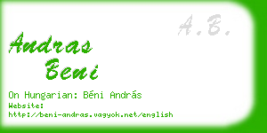 andras beni business card